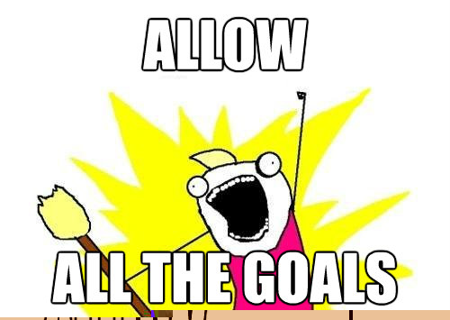 ALLOW ALL THE GOALS  x all the y