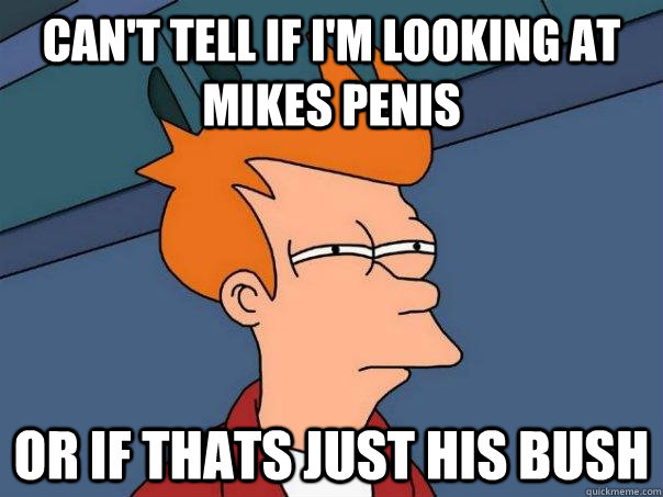 can't tell if i'm looking at mikes penis or if thats just his bush  Futurama Fry