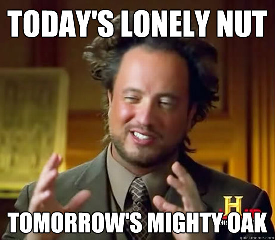 today's lonely nut tomorrow's mighty oak  Ancient Aliens