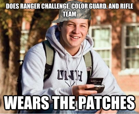 does ranger challenge, color guard, and rifle team wears the patches - does ranger challenge, color guard, and rifle team wears the patches  College ROTC Freshmen