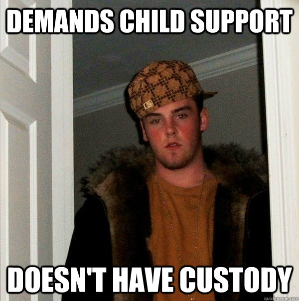 demands child support doesn't have custody  Scumbag Steve