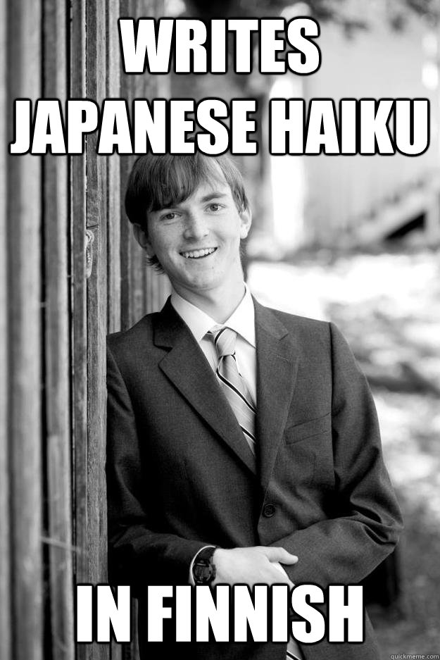 Writes japanese haiku in finnish  