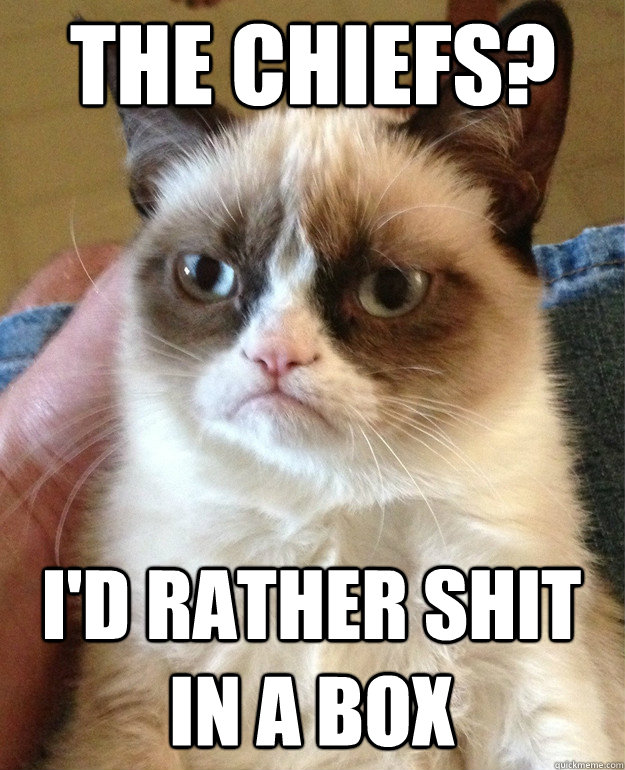 The chiefs? I'd rather shit in a box  Grumpy Cat