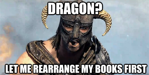 Dragon? Let me rearrange my books first  skyrim