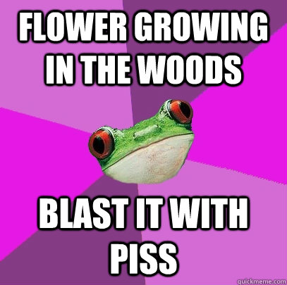 flower growing in the woods blast it with piss - flower growing in the woods blast it with piss  Foul Bachelorette Frog