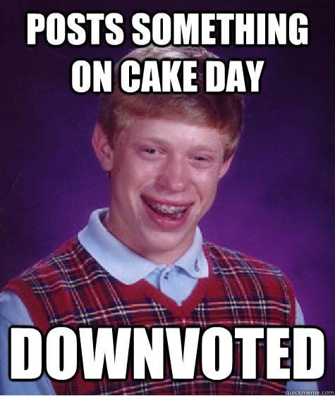 posts something on cake day downvoted - posts something on cake day downvoted  Bad Luck Brian