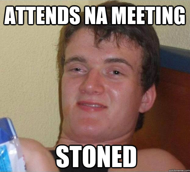 Attends NA Meeting stoned - Attends NA Meeting stoned  The High Guy