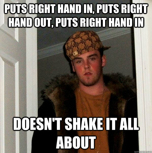 puts right hand in, puts right hand out, puts right hand in doesn't shake it all about - puts right hand in, puts right hand out, puts right hand in doesn't shake it all about  Scumbag Steve