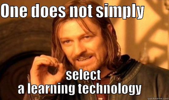 ONE DOES NOT SIMPLY         SELECT A LEARNING TECHNOLOGY    Boromir