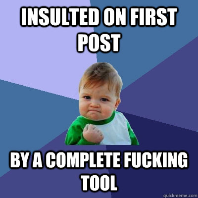 Insulted on first post by a complete fucking tool  Success Kid