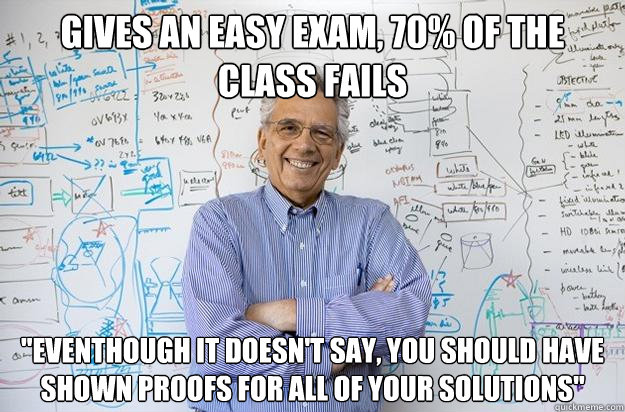 Gives an Easy Exam, 70% of the class fails  