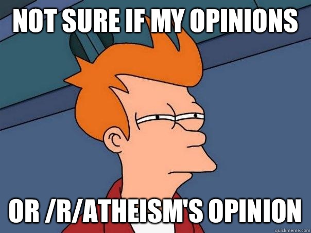 Not sure if my opinions  Or /r/atheism's opinion  Futurama Fry