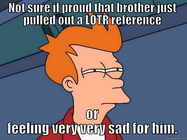 LOTR quote for brother - NOT SURE IF PROUD THAT BROTHER JUST PULLED OUT A LOTR REFERENCE OR FEELING VERY VERY SAD FOR HIM. Futurama Fry