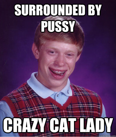 Surrounded by pussy crazy cat lady   Bad Luck Brian