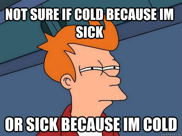 not sure if cold because im sick or sick because im cold  Futurama Fry