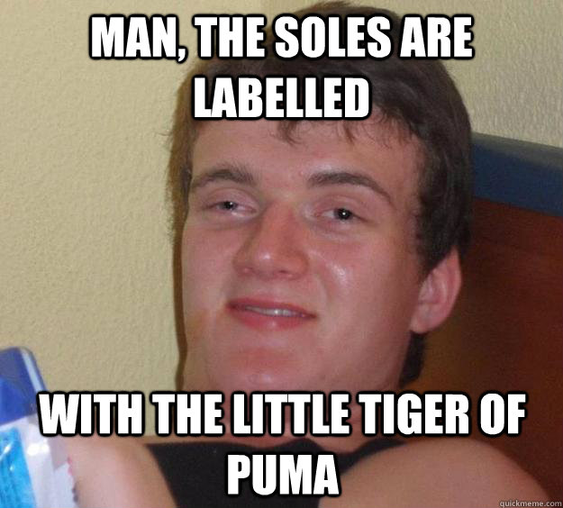 man, the soles are labelled  with the little tiger of puma  10 Guy