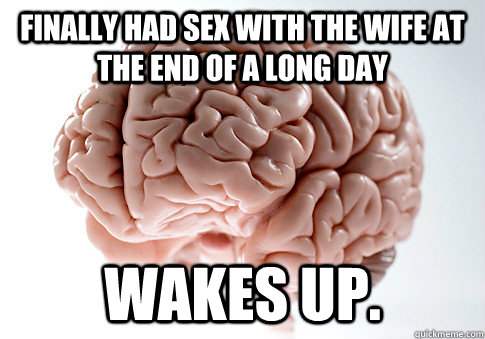 Finally had sex with the wife at the end of a long day Wakes up.  Scumbag Brain