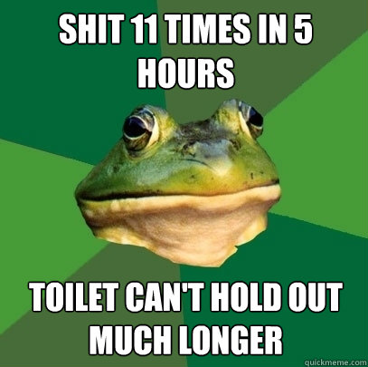 Shit 11 times in 5 hours Toilet can't hold out much longer - Shit 11 times in 5 hours Toilet can't hold out much longer  Foul Bachelor Frog