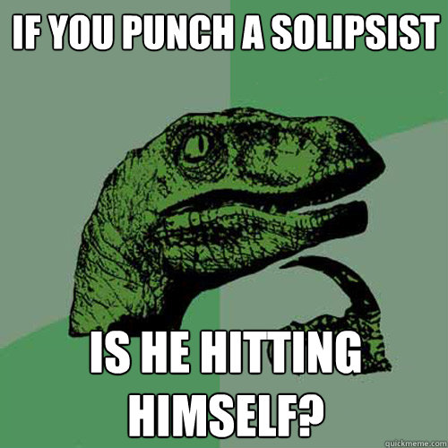 If you punch a solipsist Is he hitting himself? - If you punch a solipsist Is he hitting himself?  Philosoraptor