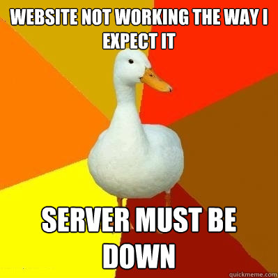 Website not working the way I expect it Server must be down  Tech Impaired Duck