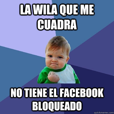 la wila que me cuadra no tiene el facebook bloqueado - la wila que me cuadra no tiene el facebook bloqueado  Success Kid