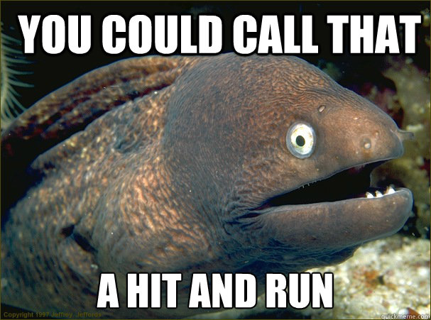  you could call that a hit and run  Bad Joke Eel