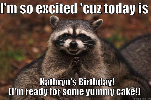 I'M SO EXCITED 'CUZ TODAY IS     KATHRYN'S BIRTHDAY! (I'M READY FOR SOME YUMMY CAKE!) Evil Plotting Raccoon