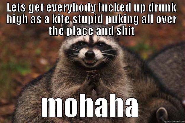 LETS GET EVERYBODY FUCKED UP DRUNK HIGH AS A KITE STUPID PUKING ALL OVER THE PLACE AND SHIT MOHAHA Evil Plotting Raccoon