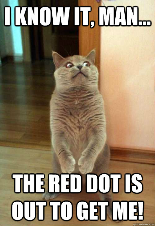 I know it, man... The red dot is out to get me!  Horrorcat