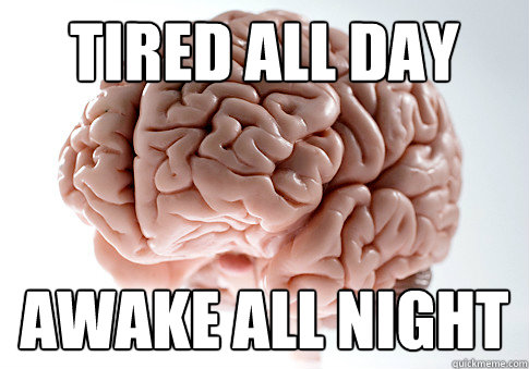 Tired all day awake all night  Scumbag Brain