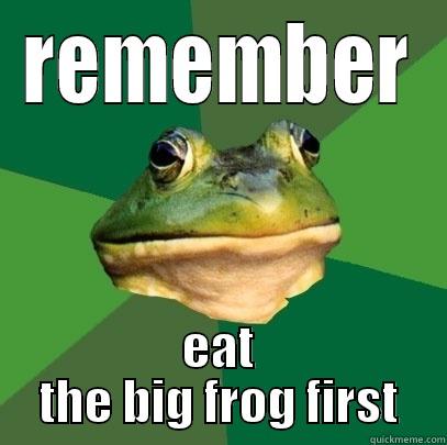 REMEMBER EAT THE BIG FROG FIRST Foul Bachelor Frog