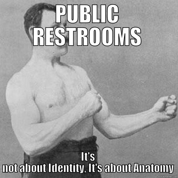 PUBLIC RESTROOMS IT'S NOT ABOUT IDENTITY, IT'S ABOUT ANATOMY overly manly man