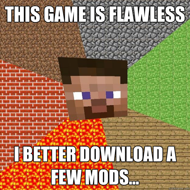 this game is flawless i better download a few mods... - this game is flawless i better download a few mods...  Minecraft