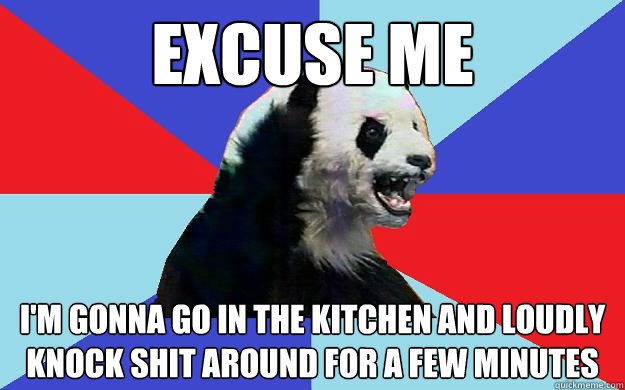 excuse me I'm gonna go in the kitchen and loudly knock shit around for a few minutes  Passive-Aggressive Panda