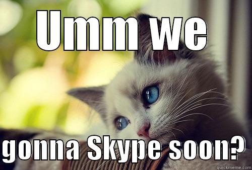 SKype yo - UMM WE  GONNA SKYPE SOON? First World Problems Cat