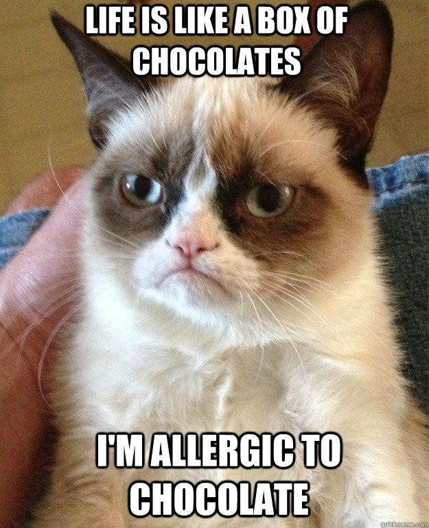 Life is like a box of chocolates i'm allergic to chocolate   - Life is like a box of chocolates i'm allergic to chocolate    Grumpy Cat