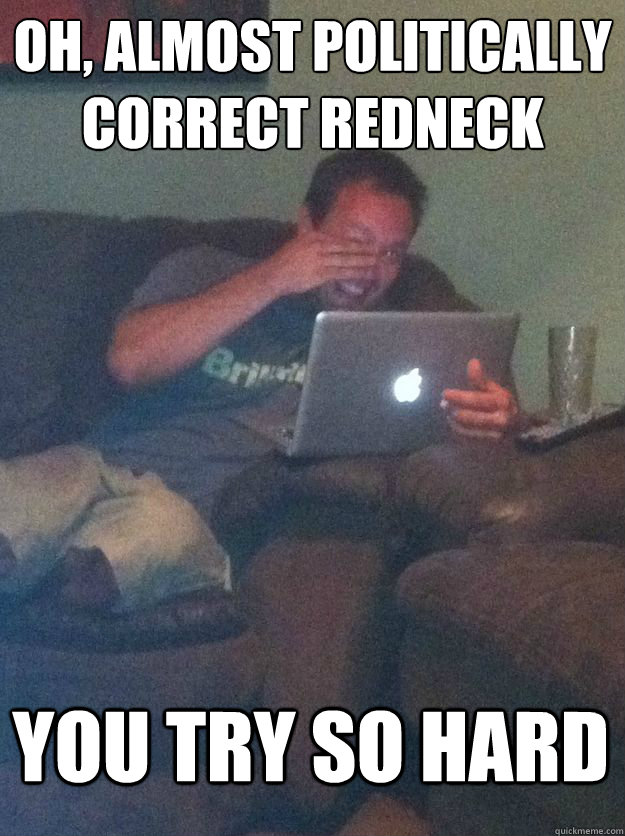 Oh, Almost Politically Correct Redneck You try so hard  MEME DAD