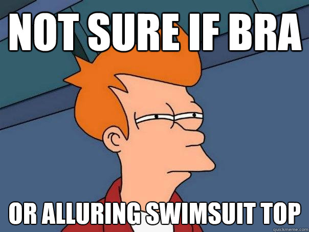 not sure if bra or alluring swimsuit top  Futurama Fry