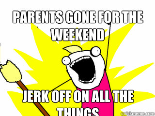 Parents gone for the weekend Jerk off on all the things  All The Things