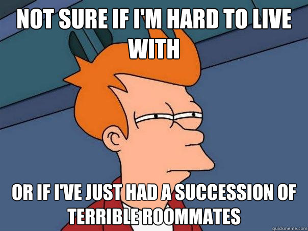 Not sure if I'm hard to live with or if I've just had a succession of terrible roommates  Futurama Fry