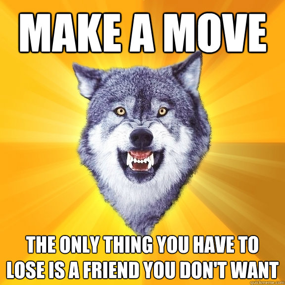 Make a move the only thing you have to lose is a friend you don't want  Courage Wolf