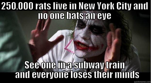 250,000 RATS LIVE IN NEW YORK CITY AND NO ONE BATS AN EYE SEE ONE IN A SUBWAY TRAIN    AND EVERYONE LOSES THEIR MINDS Joker Mind Loss