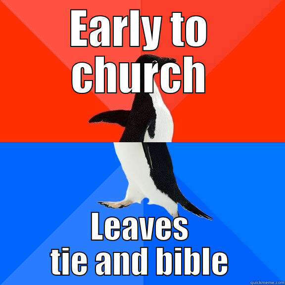 Leaves tie - EARLY TO CHURCH LEAVES TIE AND BIBLE Socially Awesome Awkward Penguin