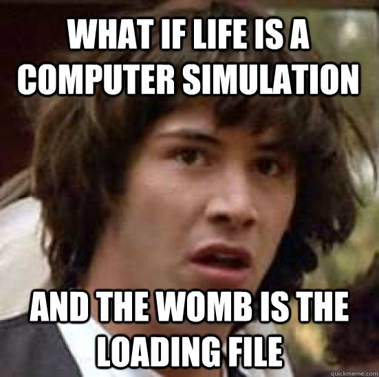 What if life is a computer simulation and the womb is the loading file  conspiracy keanu