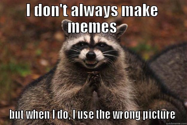 I DON'T ALWAYS MAKE MEMES BUT WHEN I DO, I USE THE WRONG PICTURE Evil Plotting Raccoon