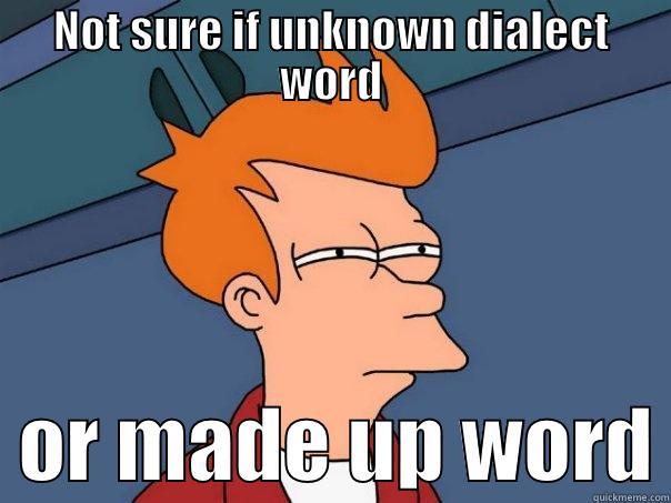 NOT SURE IF UNKNOWN DIALECT WORD   OR MADE UP WORD Futurama Fry