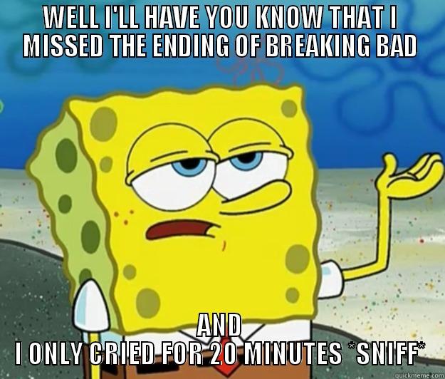 Felina problems - WELL I'LL HAVE YOU KNOW THAT I MISSED THE ENDING OF BREAKING BAD AND I ONLY CRIED FOR 20 MINUTES *SNIFF* Tough Spongebob