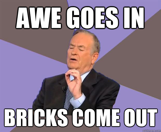 awe goes in bricks come out  Bill O Reilly