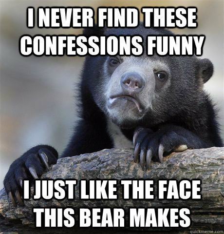 I never find these confessions funny I just like the face this bear makes  Confession Bear