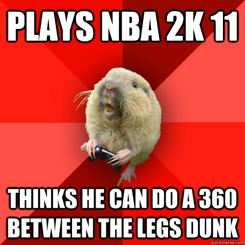 plays nba 2k 11 thinks he can do a 360 between the legs dunk  Gaming Gopher